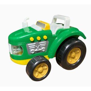 Green and Yellow Plastic Toy Tractor With Working Lights and Sound